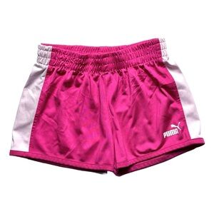 Puma Pull On Athletic Shorts Pink With White Stripes Girl’s Size 6
